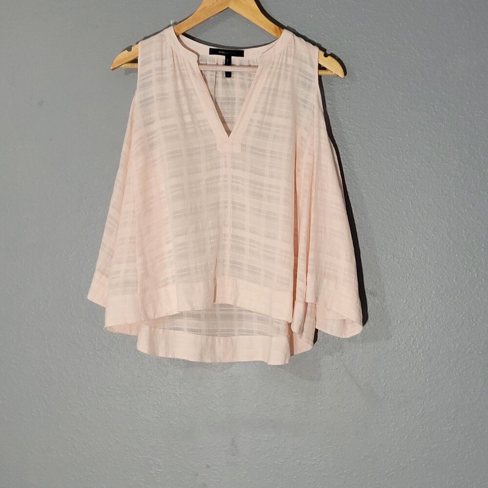Bcbg Maxazria Cold Shoulder Blouse Pink Sz Xs 100% Cotton